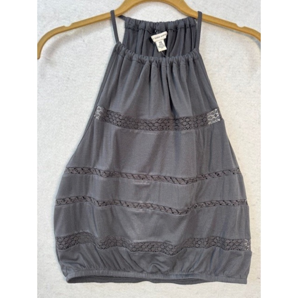 NEW American Eagle‎ Tank Top Halter Boho Chic Hippie Festival XXS Sheer Grey